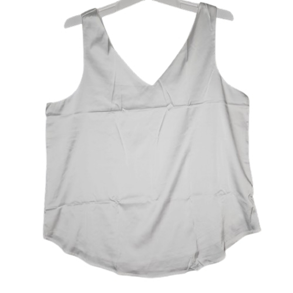 Silk satin tank top V-neck Sleeveless Vest Cute Chic Light Academia White XL